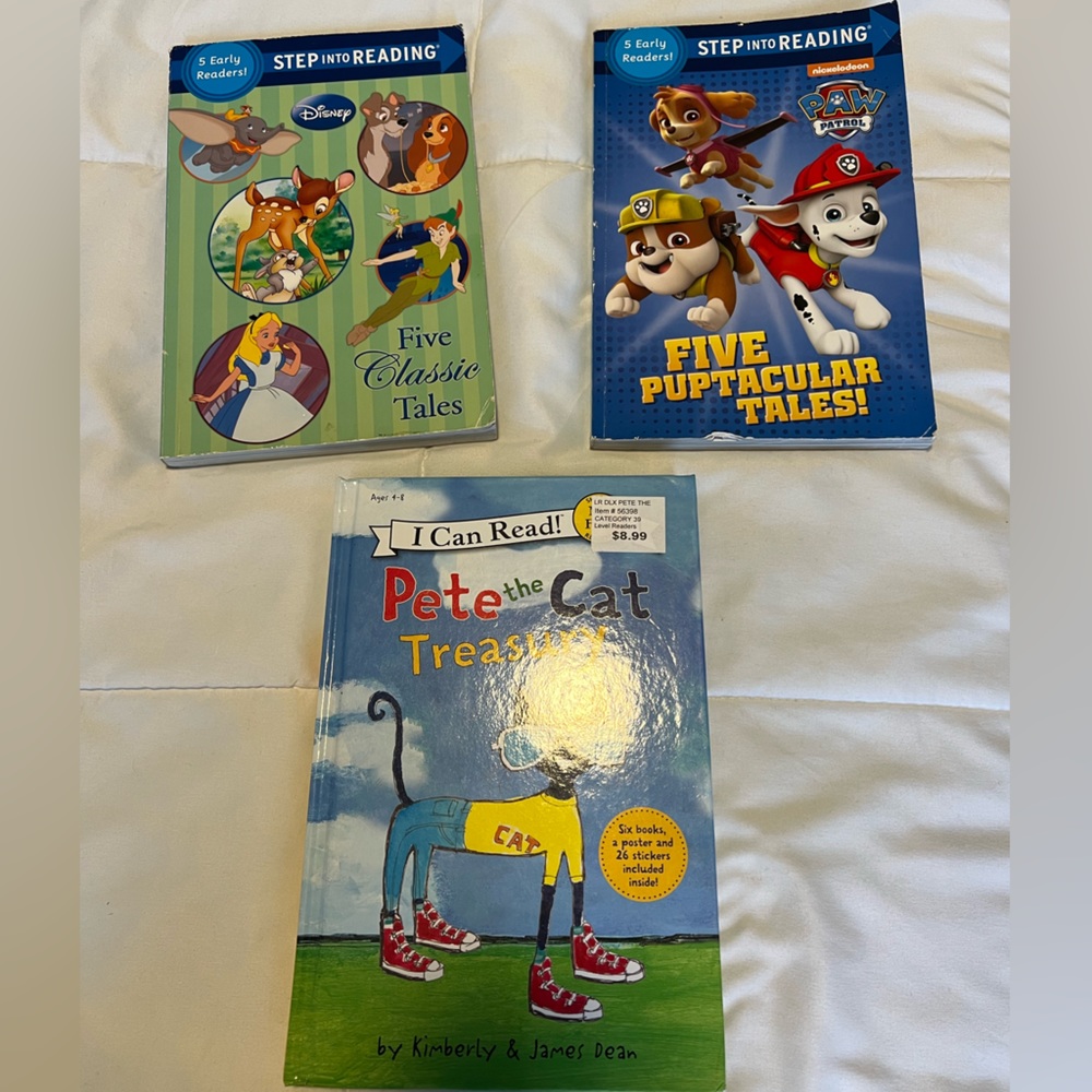 Kids Reading Books 3 in set Disney, Nick Jr., Pete the Cat